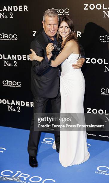 Penelope Cruz and Mario Testino attend the Madrid Fan Screening of the Paramount Pictures film 'Zoolander No. 2' at the Capitol Theater on February...