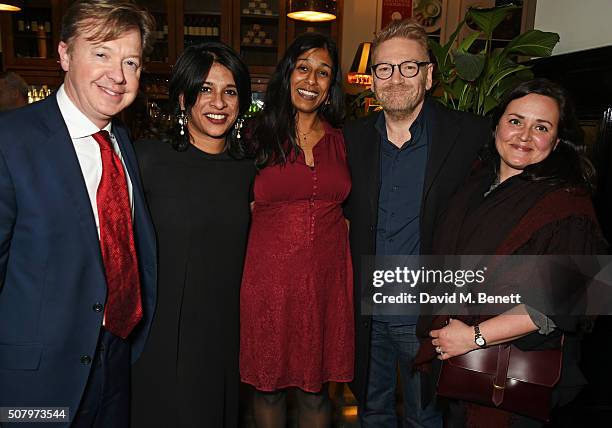 Producer Edward Snape, director Indhu Rubasingham, playwright Lolita Chakrabarti, Sir Kenneth Branagh and wife Lindsay Brunnock attend the press...