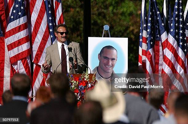 Pat Tillman Sr. Speaks at a memorial service for his son Cpl. Pat Tillman, who was killed in action in Afghanistan April 22 at the San Jose Municipal...