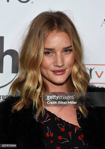 Actress/model Rosie Huntington-Whiteley attends the launch of Jennifer Lopez's residency "JENNIFER LOPEZ: ALL I HAVE" at Planet Hollywood Resort &...