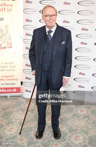 Robert Hardy arrives for the 'Oldie Of The Year Awards' at Simpsons in the Strand on February 2, 2016 in London, England.