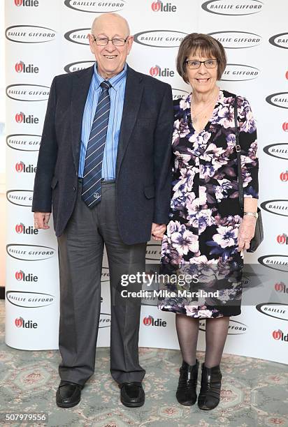 Leon Bernicoff and June Bernicoff arrive for the 'Oldie Of The Year Awards' at Simpsons in the Strand on February 2, 2016 in London, England.