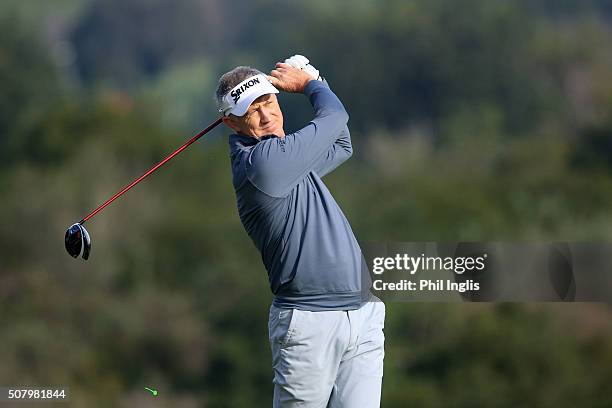 Andrew Muray of England in action during the second round of the European Senior Tour Qualifying School Finals played at Pestana Resort Vale da Pinta...