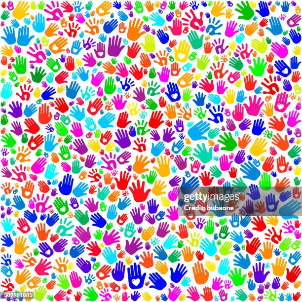 hand prints on seamless background - handprint vector stock illustrations