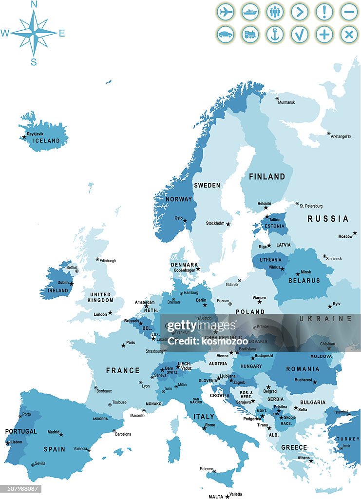 Detailed map of Europe