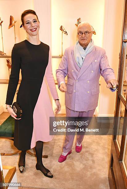 Kristina Blahnik and Manolo Blahnik attend the Manolo Blahnik Burlington Arcade store launch on February 2, 2016 in London, England.