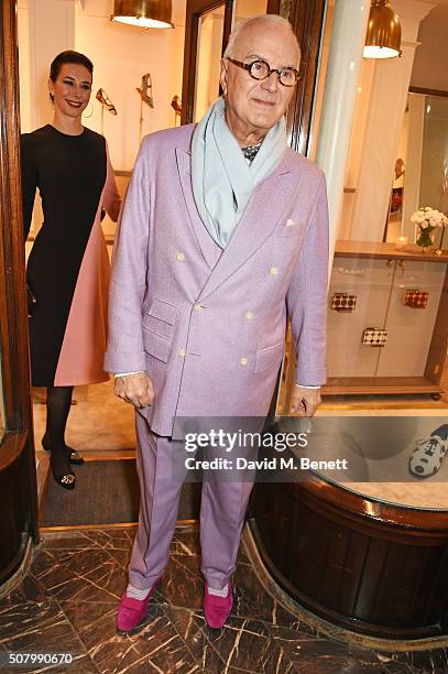 Kristina Blahnik and Manolo Blahnik attend the Manolo Blahnik Burlington Arcade store launch on February 2, 2016 in London, England.