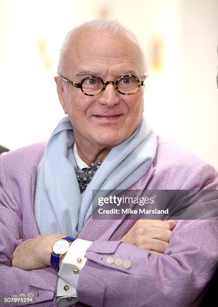 Manolo Blahnik attends the Manolo Blahnik store launch at Burlington Arcade on February 2, 2016 in London, England.