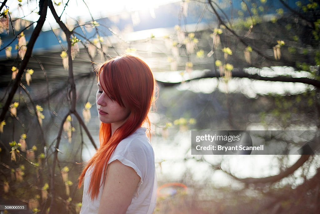 Redhead Woman In Sun