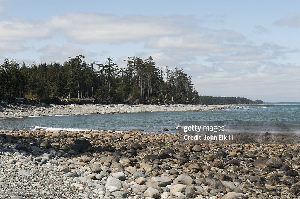 Gravel beach along Hecate Strait