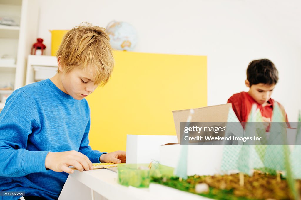 Kids working on a school project