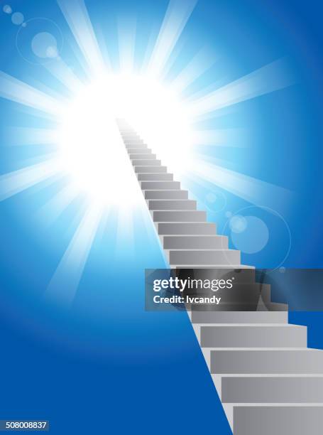 ladder to the sky - heaven stairs stock illustrations