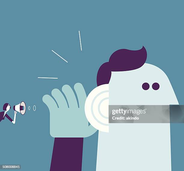 stockillustraties, clipart, cartoons en iconen met listen - luisteren