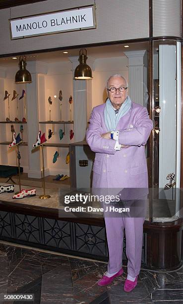 Manolo Blahnik attends The Store Launch at Burlington Arcade on February 2, 2016 in London, England.