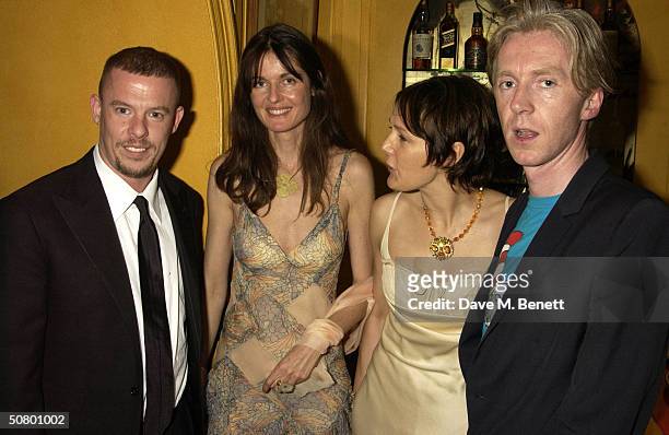 Alexander MacQueen, India Birley, lucy Ferry and Phillip Treacy attend a party celebrating the launch of US Vogue journalist Plum Sykes' debut novel...
