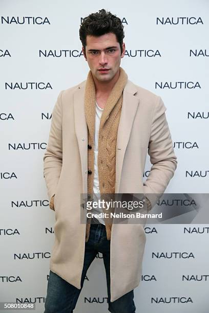 Model Sean O'Pry poses backstage at the Nautica Men's Fall 2016 fashion show during New York Fashion Week Men's Fall/Winter 2016 at Skylight Modern...