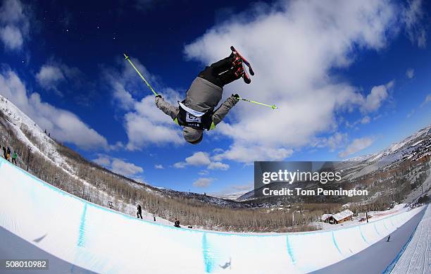 Murray Buchan of Great Britain takes a practice run in the Halfpipe during the 2016 Visa U.S. Freeskiing Park City Grand Prix on February 2, 2016 in...