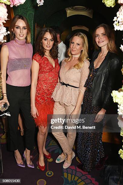 Lady Alice Manners, Lady Violet Manners, Alice Naylor-Leyland and Katie Readman attend a VIP dinner celebrating the launch of Mrs. Alice for French...