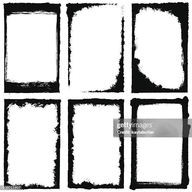ilustraciones, imágenes clip art, dibujos animados e iconos de stock de grunge juego de bastidor - borde negro