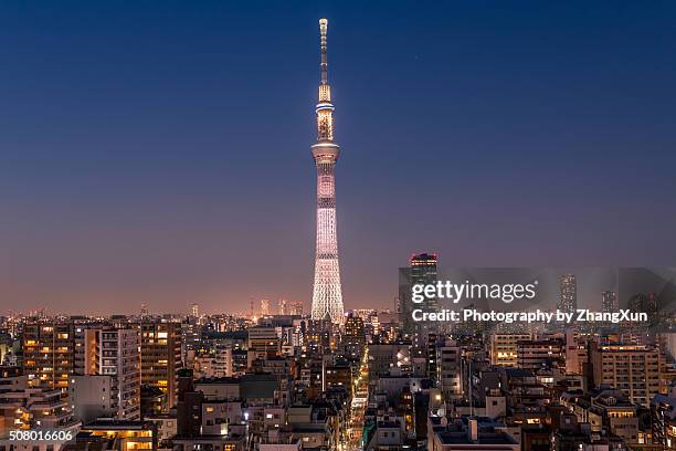 tokyo city night view at kinshityou tokyo - sumida ward stock pictures, royalty-free photos & images
