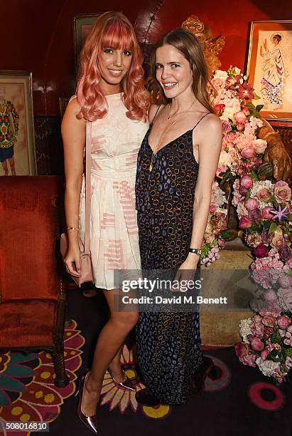 Amber Le Bon and Katie Readman attend a VIP dinner celebrating the launch of Mrs. Alice for French Sole at Annabel's on February 2, 2016 in London,...