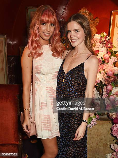 Amber Le Bon and Katie Readman attend a VIP dinner celebrating the launch of Mrs. Alice for French Sole at Annabel's on February 2, 2016 in London,...