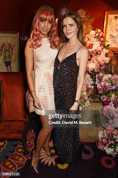 Amber Le Bon and Katie Readman attend a VIP dinner celebrating the launch of Mrs. Alice for French Sole at Annabel's on February 2, 2016 in London,...