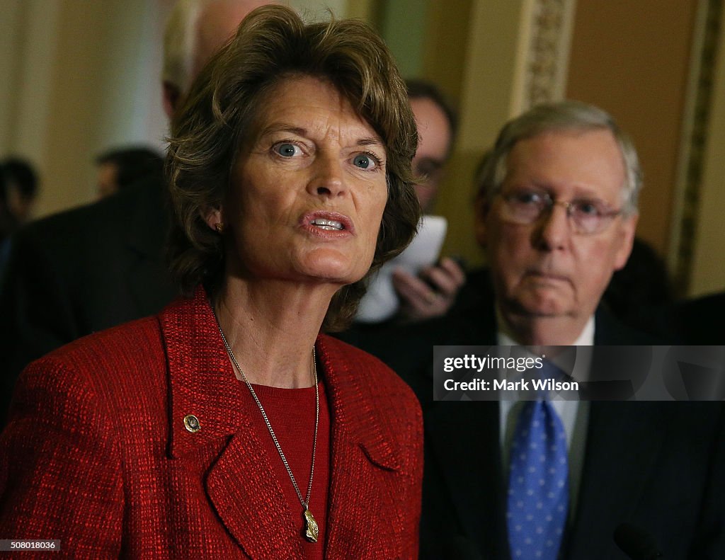 Senate Lawmakers Address The Media After Their Weekly Policy Luncheons