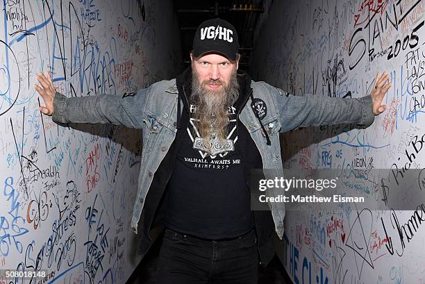 Johan Hegg of the death metal band Amon Amarth visits Music Choice on February 2, 2016 in New York City.