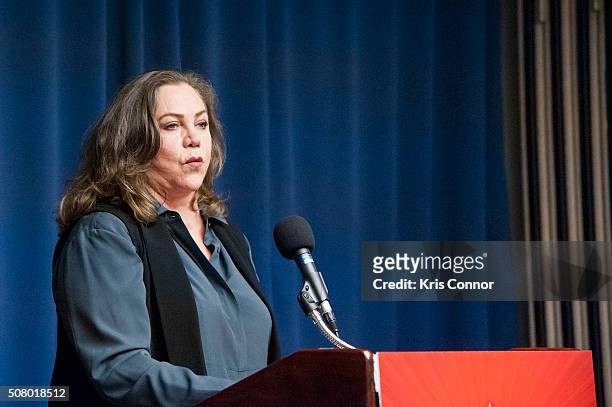 Actress Kathleen Turner speaks during the "Working To Get Big Money Out Of Politics Forum" press conference at The National Press Club on February 2,...