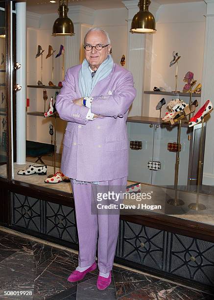 Manolo Blahnik attends The Store Launch at Burlington Arcade on February 2, 2016 in London, England.