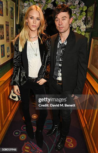 Mary Charteris and Robbie Furze attend a VIP dinner celebrating the launch of Mrs. Alice for French Sole at Annabel's on February 2, 2016 in London,...