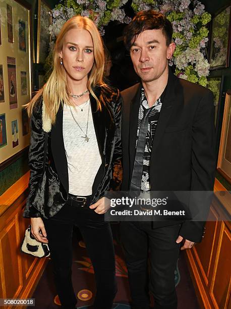 Mary Charteris and Robbie Furze attend a VIP dinner celebrating the launch of Mrs. Alice for French Sole at Annabel's on February 2, 2016 in London,...