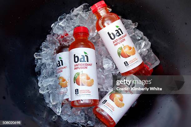 Bai drinks are seen at "QB Legends On Demand" presented by Uber and Bai at Raymond Kimbell Playground on February 2, 2016 in San Francisco,...