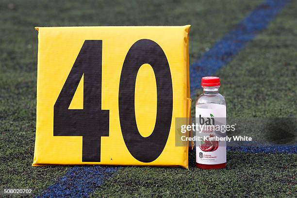 Bai drinks are seen at "QB Legends On Demand" presented by Uber and Bai at Raymond Kimbell Playground on February 2, 2016 in San Francisco,...