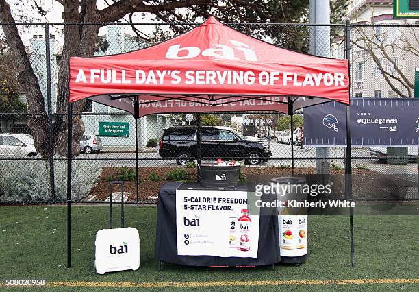 Bai is served at "QB Legends On Demand" presented by Uber and Bai at Raymond Kimbell Playground on February 2, 2016 in San Francisco, California.