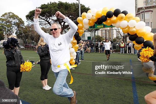 Uber users enjoy a game of flag football during "QB Legends On Demand" presented by Uber and Bai at Raymond Kimbell Playground on February 2, 2016 in...