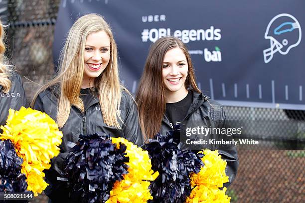 Cheerleaders attend "QB Legends On Demand" presented by Uber and Bai at Raymond Kimbell Playground on February 2, 2016 in San Francisco, California.
