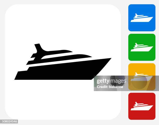 illustrazioni stock, clip art, cartoni animati e icone di tendenza di crociera nave progettazione grafico icona piatta - yacht