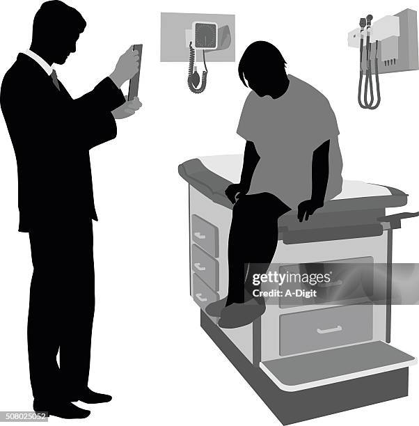 doctor's bad news - black silhouette of doctors stock illustrations