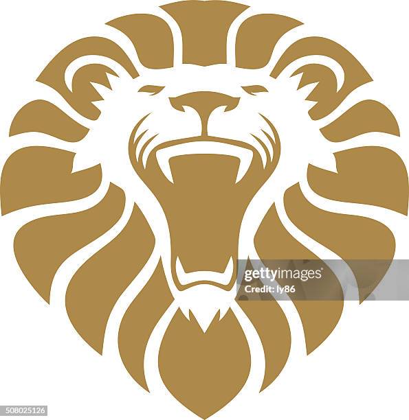 illustrazioni stock, clip art, cartoni animati e icone di tendenza di testa di leone - lion