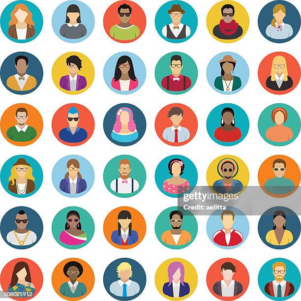 bildbanksillustrationer, clip art samt tecknat material och ikoner med young people – icon set - ung vuxen