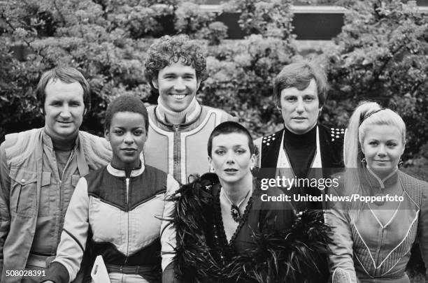 The cast of the science fiction television series Blake's 7 posed together during a press reception in London on 11th May 1981. Left to right:...