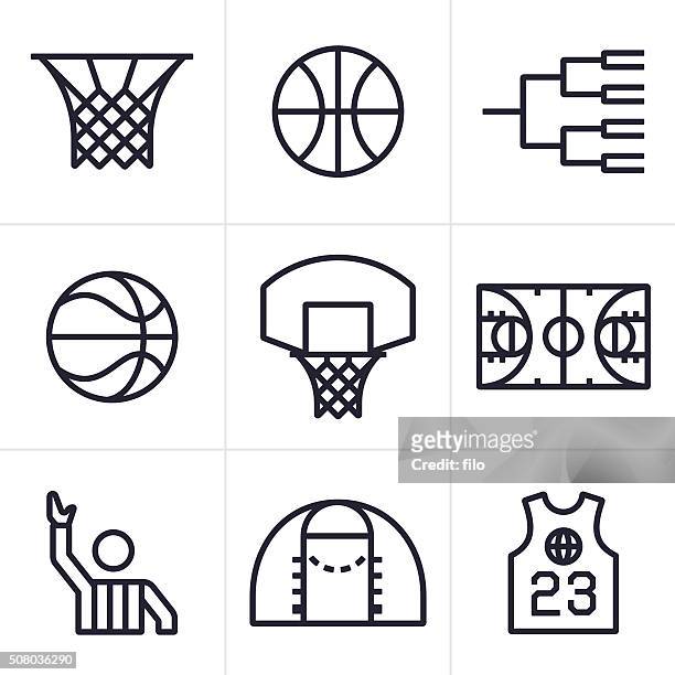 ilustraciones, imágenes clip art, dibujos animados e iconos de stock de baloncesto iconos y símbolos - basket ball