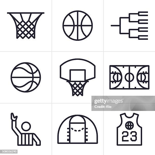 illustrations, cliparts, dessins animés et icônes de symboles et icônes de basket - ballon de basket