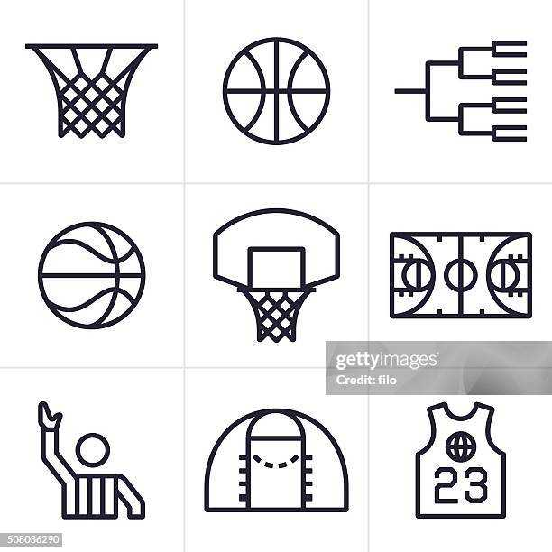 stockillustraties, clipart, cartoons en iconen met basketball symbols and icons - basketball competition