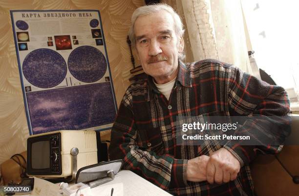 Former Soviet Colonel Stanislav Petrov sits at home on March 19, 2004 in Moscow, Russia. Petrov was in charge of Soviet nuclear early warning systems...