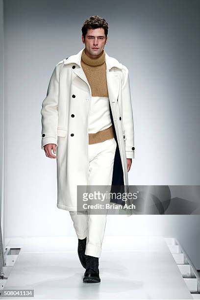 Model Sean O'Pry walks the runway at the Nautica Men's Fall 2016 fashion show during New York Fashion Week Men's Fall/Winter 2016 at Skylight Modern...