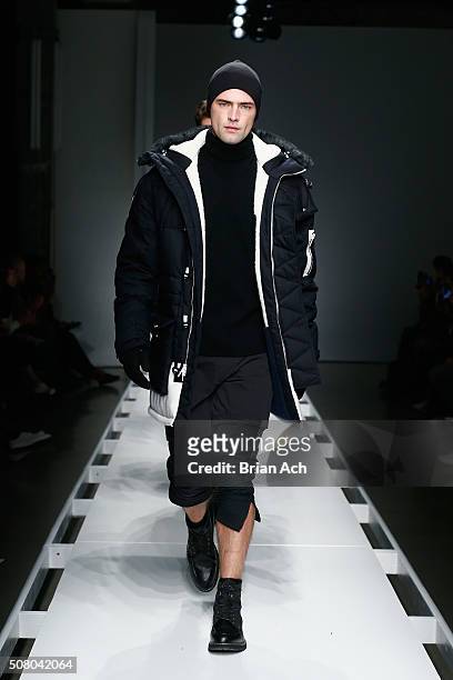 Model Sean O'Pry walks the runway with models at the Nautica Men's Fall 2016 fashion show during New York Fashion Week Men's Fall/Winter 2016 at...