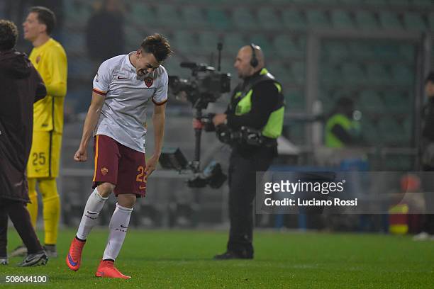 Stephan El Shaarawy of AS Roma celebrates after scoring a goal during the Serie A match between US Sassuolo Calcio and AS Roma at Mapei Stadium -...
